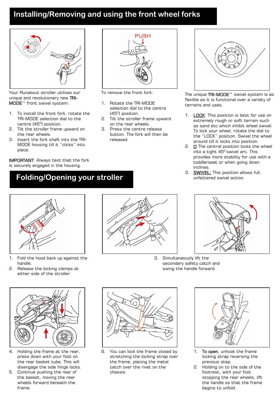 Folding/opening your stroller | Valco Baby Tri-mode EX User Manual | Page 3 / 8