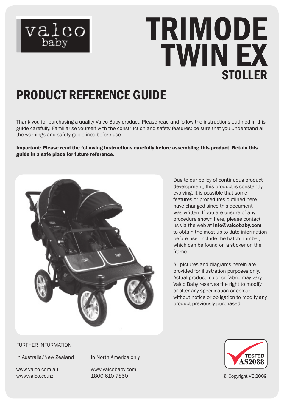 Valco Baby Tri Mode Twin SE User Manual | 8 pages