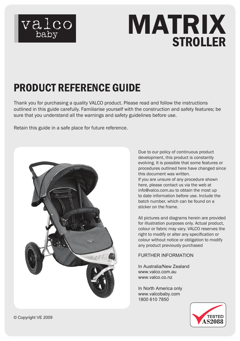 Valco Baby Matrix User Manual | 7 pages