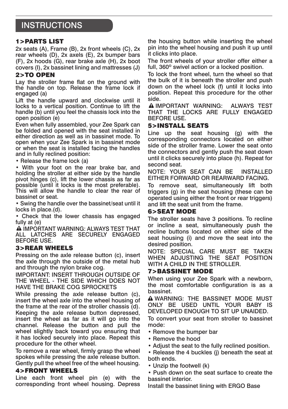 Instructions | Valco Baby Spark Duo User Manual | Page 6 / 8
