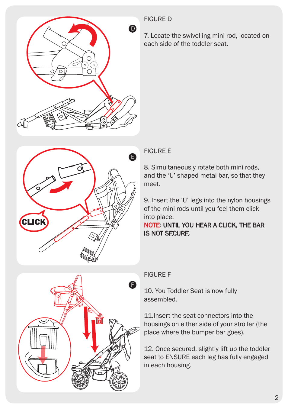 Click | Valco Baby Twin Tri-mode Toddler Seat User Manual | Page 3 / 8