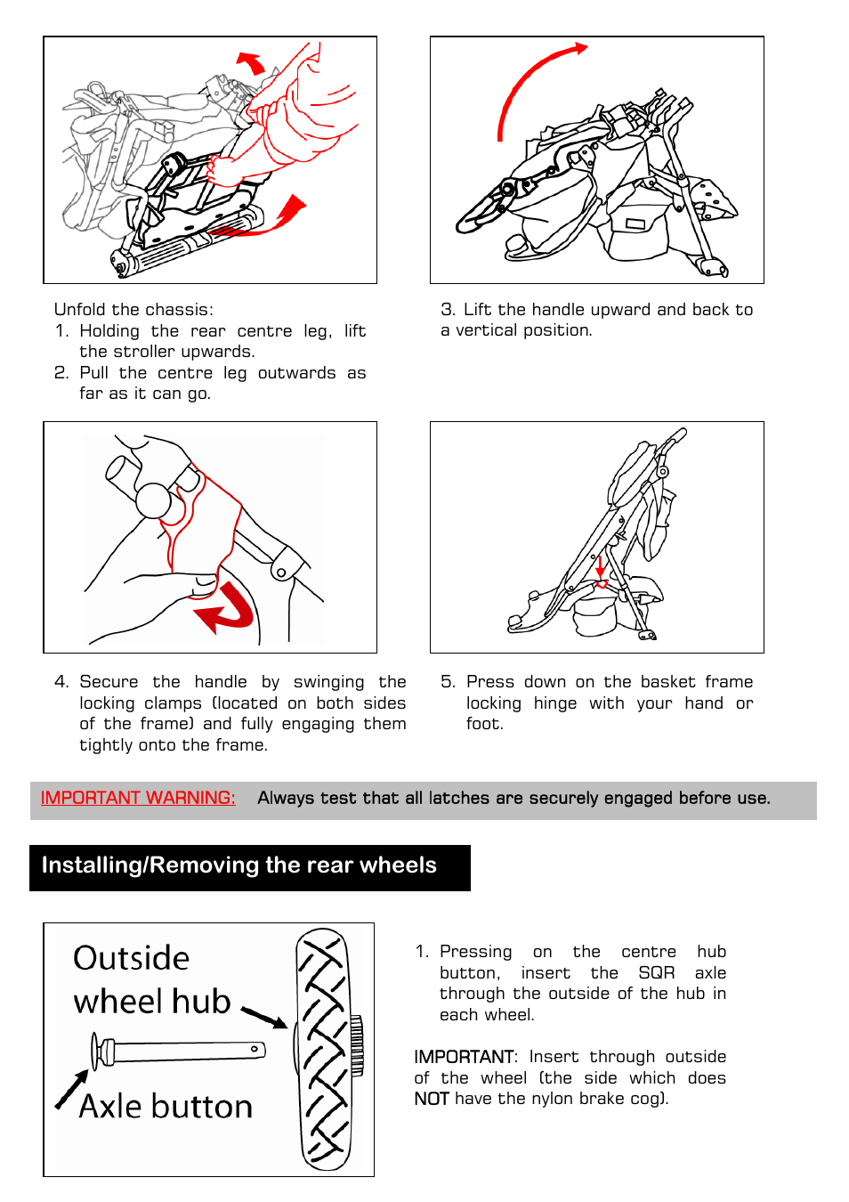 Installing/removing the rear wheels | Valco Baby Twin Tri Mode User Manual | Page 5 / 16