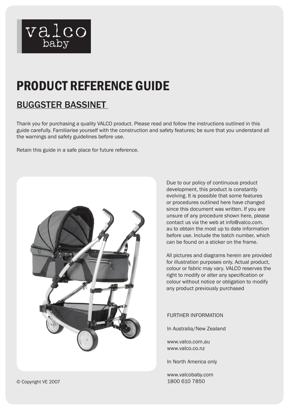 Valco Baby Buggster Bassinet User Manual | 4 pages