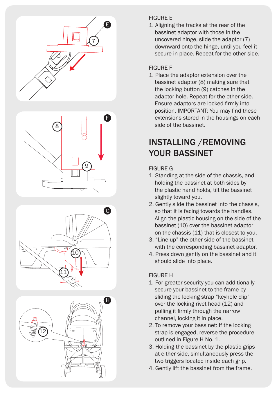 Installing /removing your bassinet | Valco Baby Buggster Bassinet User Manual | Page 3 / 4