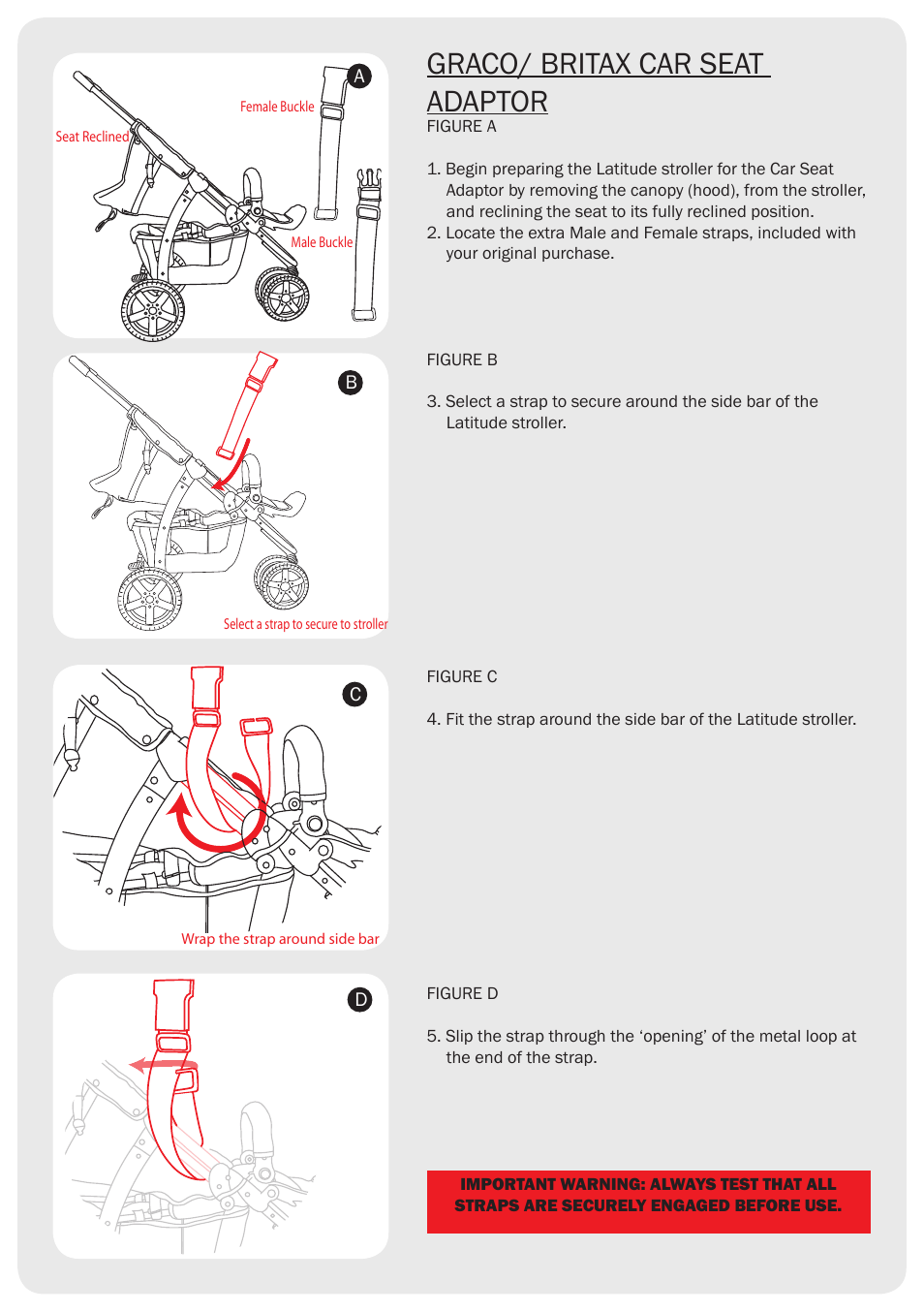 Graco/ britax car seat adaptor | Valco Baby Latitude Graco/Britax Car Seat Adaptor User Manual | Page 2 / 4