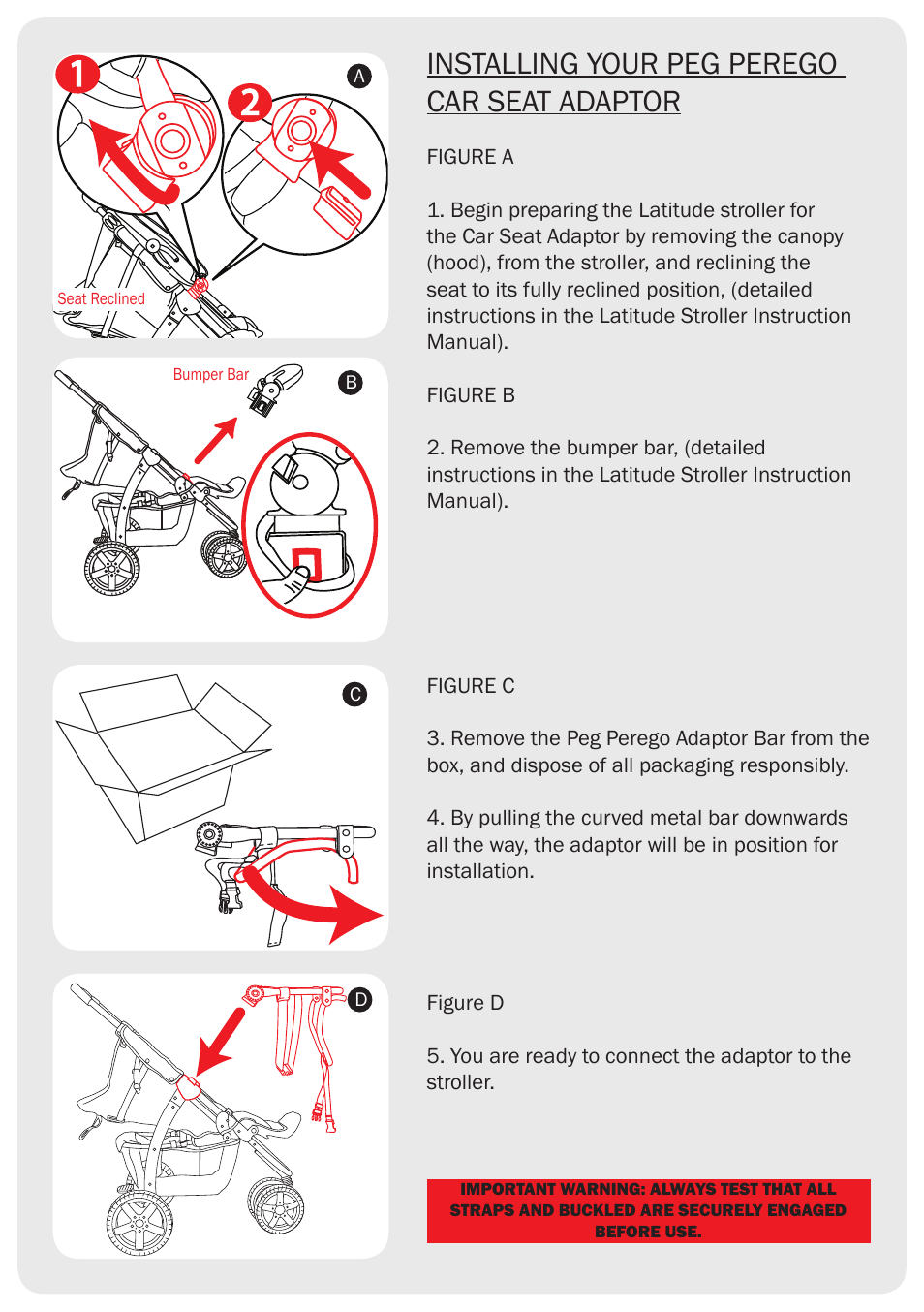 Installing your peg perego car seat adaptor | Valco Baby Latitude Peg Perego Adaptor User Manual | Page 2 / 4