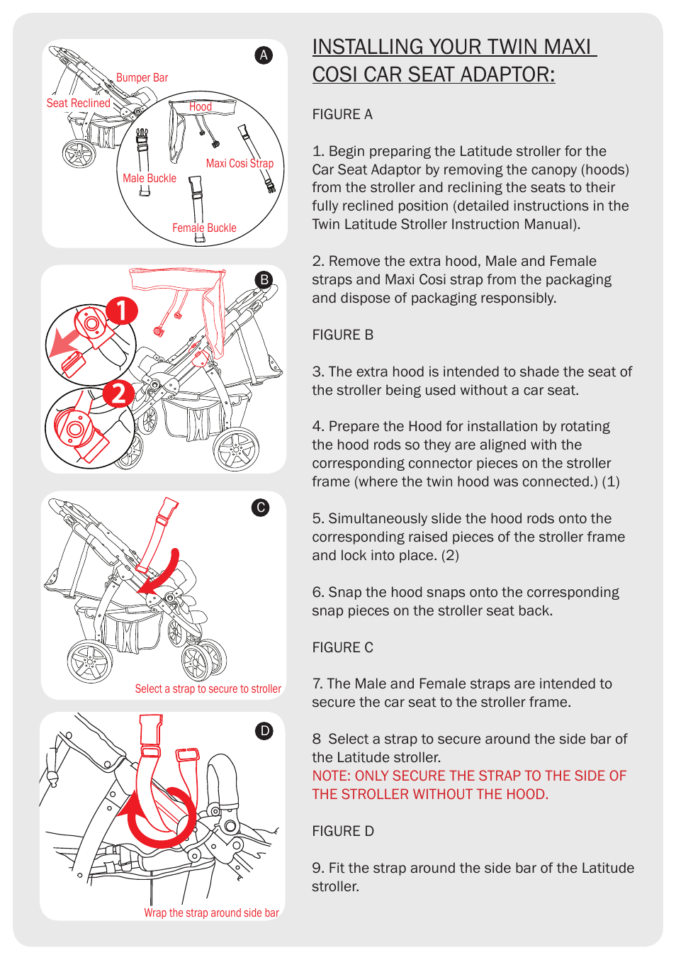 Installing your twin maxi cosi car seat adaptor | Valco Baby Twin Latitude Maxi Cosi Car Seat Adaptor User Manual | Page 2 / 4