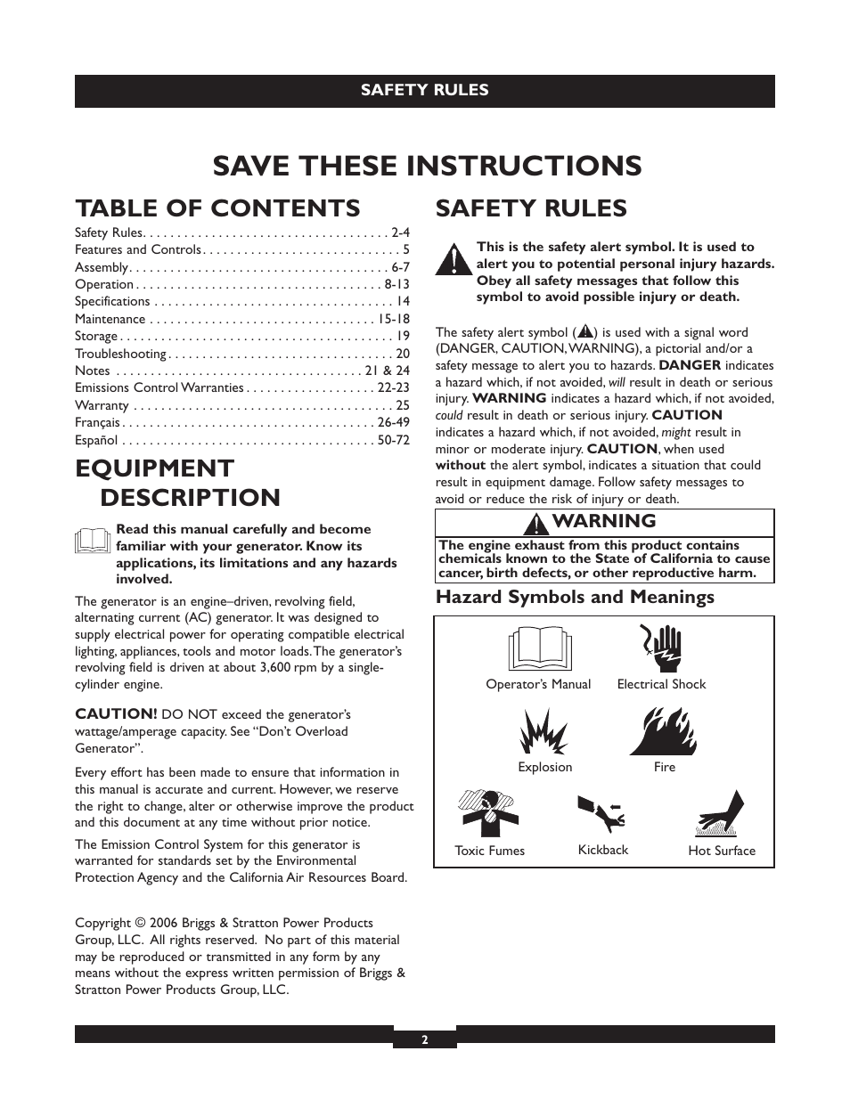 Briggs & Stratton 30236 User Manual | Page 2 / 72
