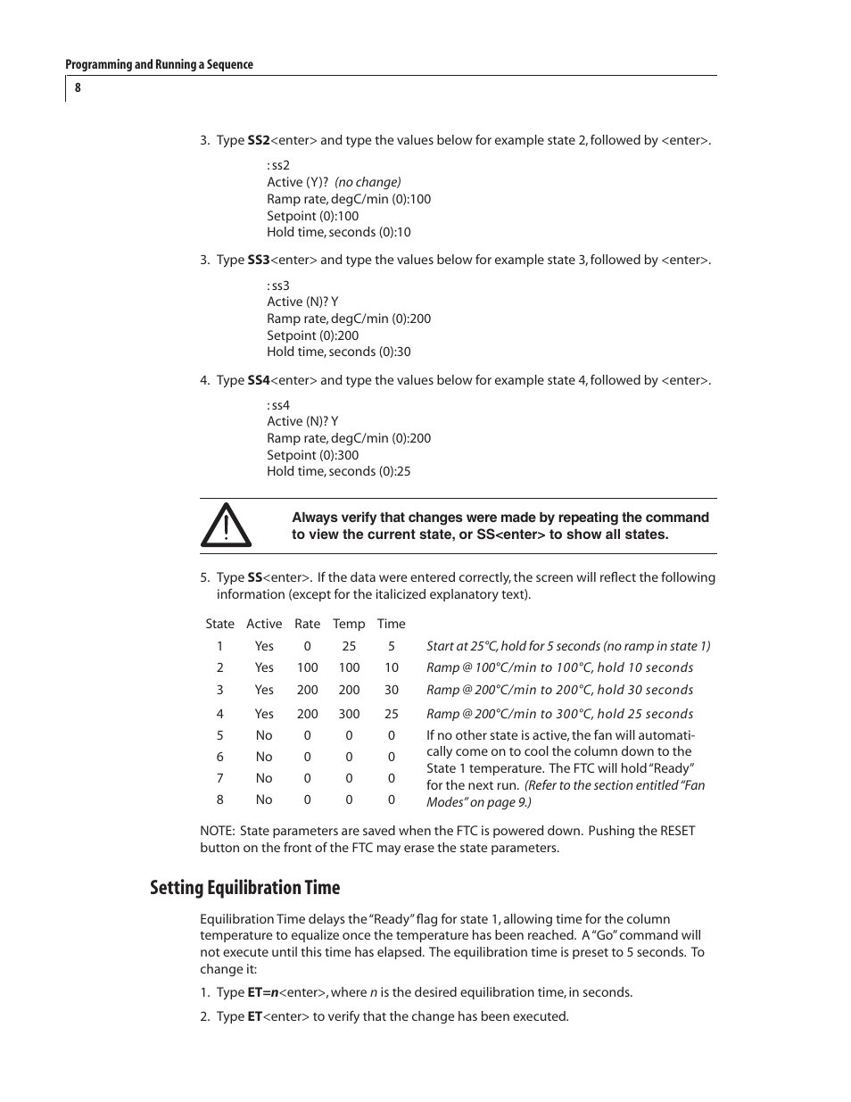 Setting equilibration time | VICI FTP User Manual | Page 12 / 18
