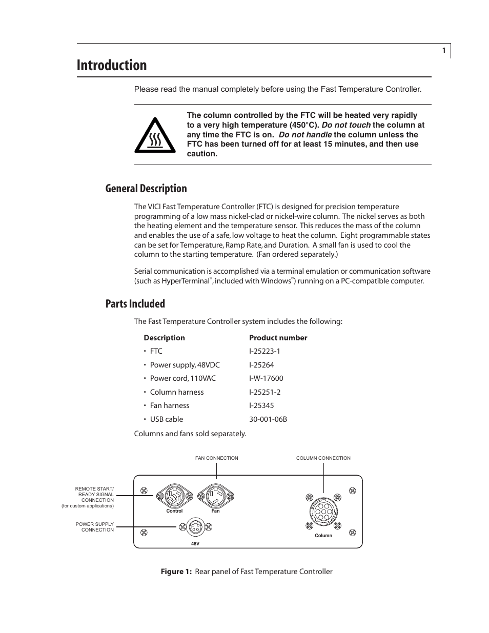 Introduction, General description, Parts included | VICI FTP User Manual | Page 5 / 18