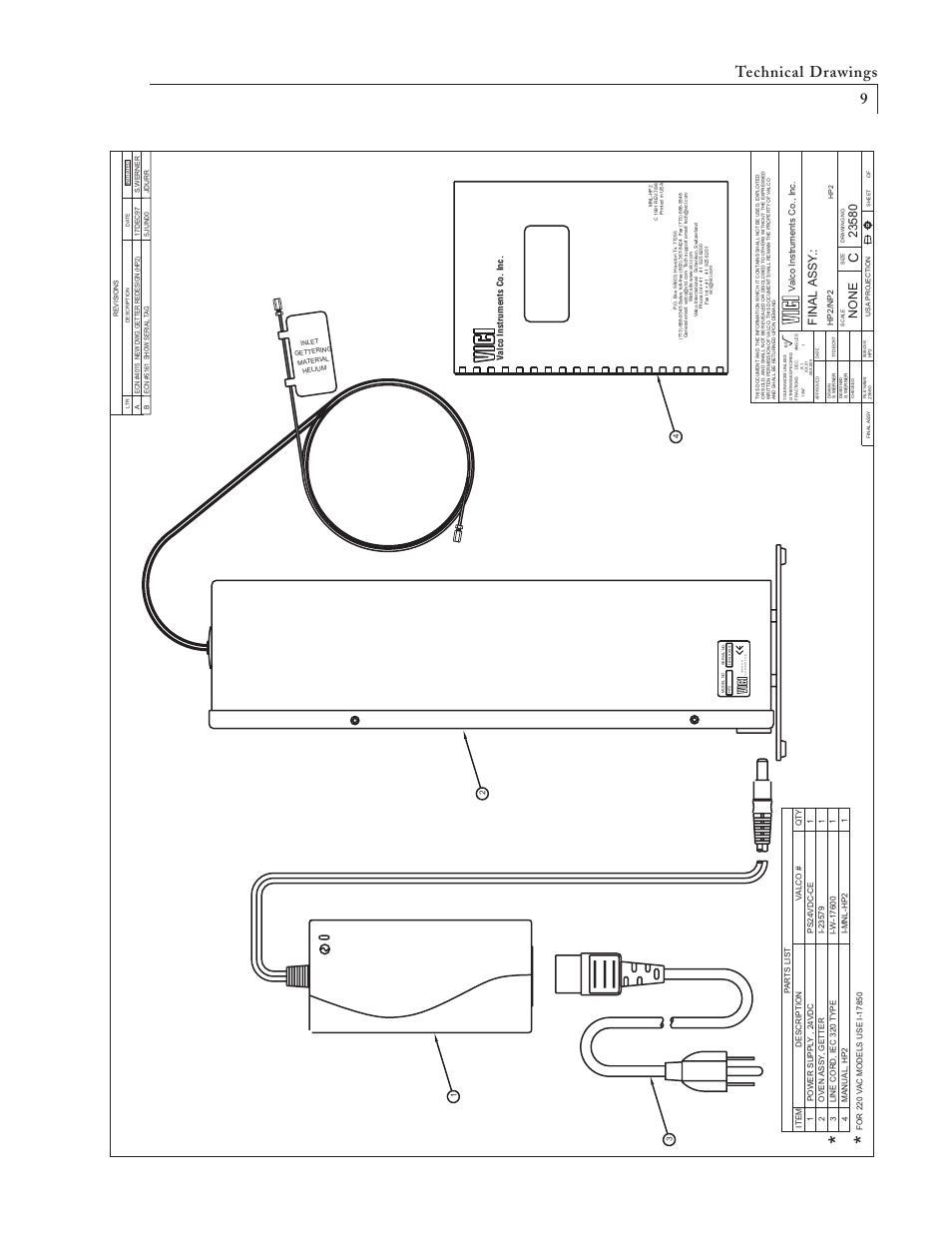 9technical drawings, Made in u.s.a by valco instruments co inc | VICI NP2 User Manual | Page 10 / 11