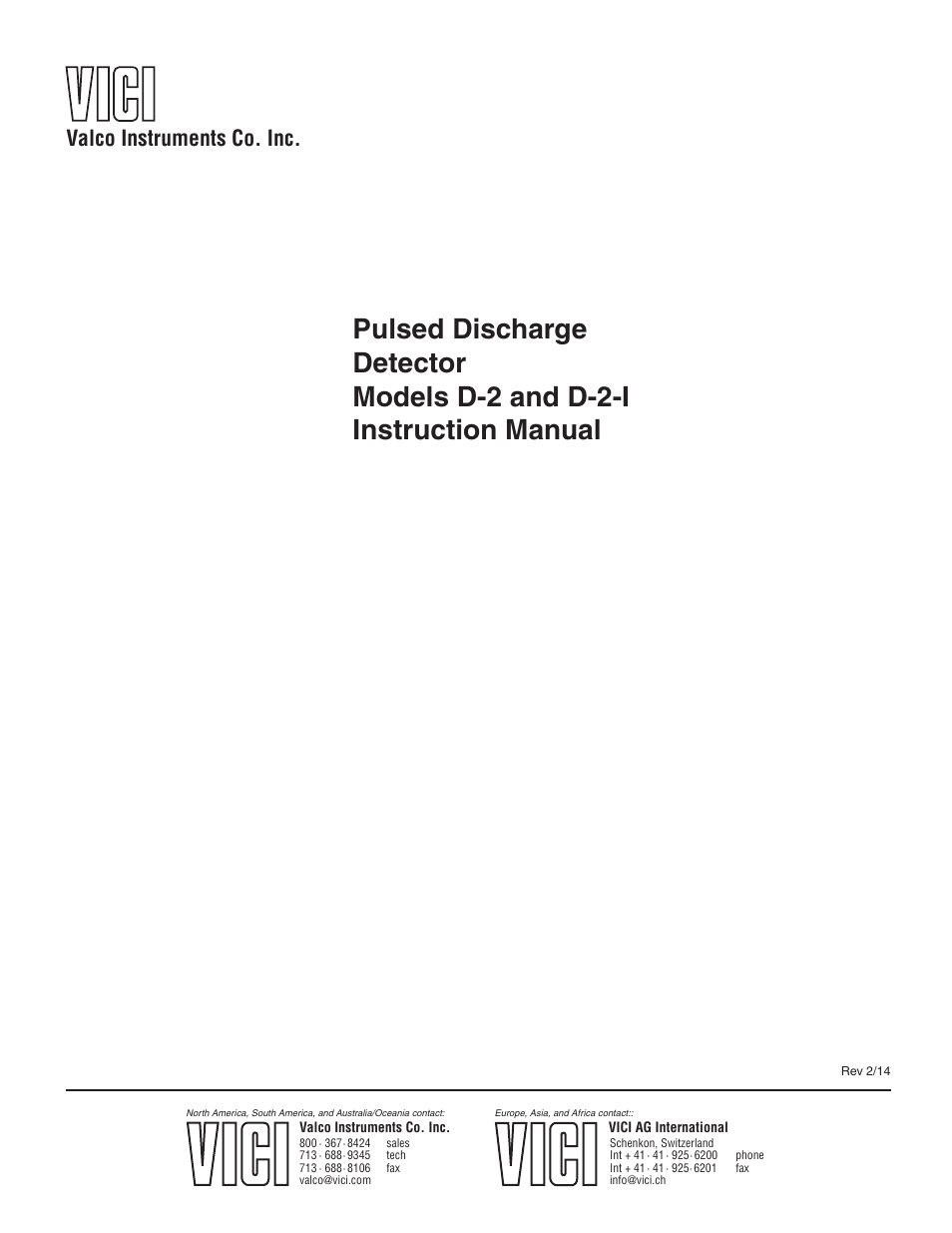 VICI D-2-I User Manual | 37 pages