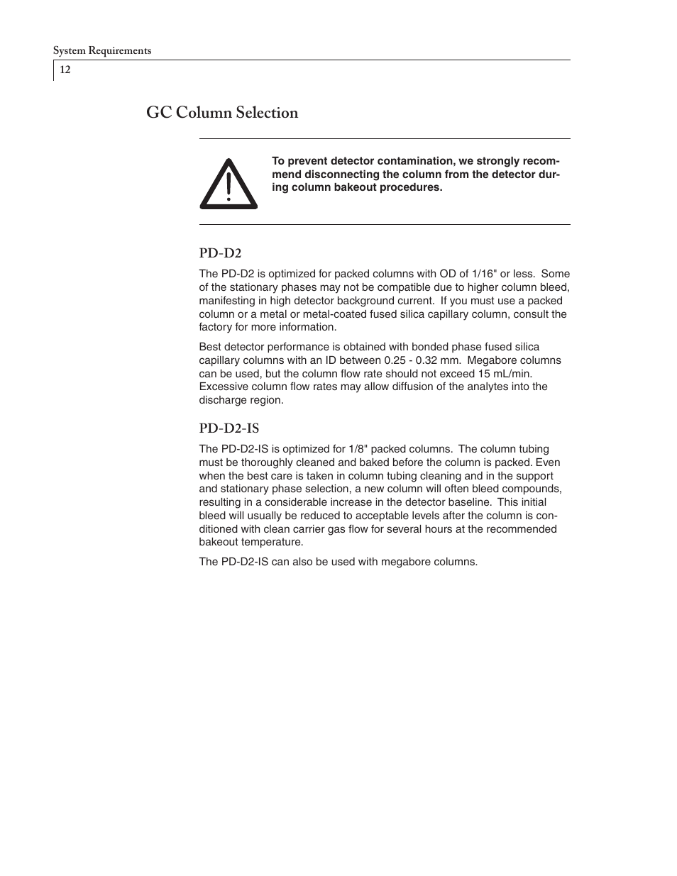 Gc column selection | VICI D-2-I User Manual | Page 16 / 37