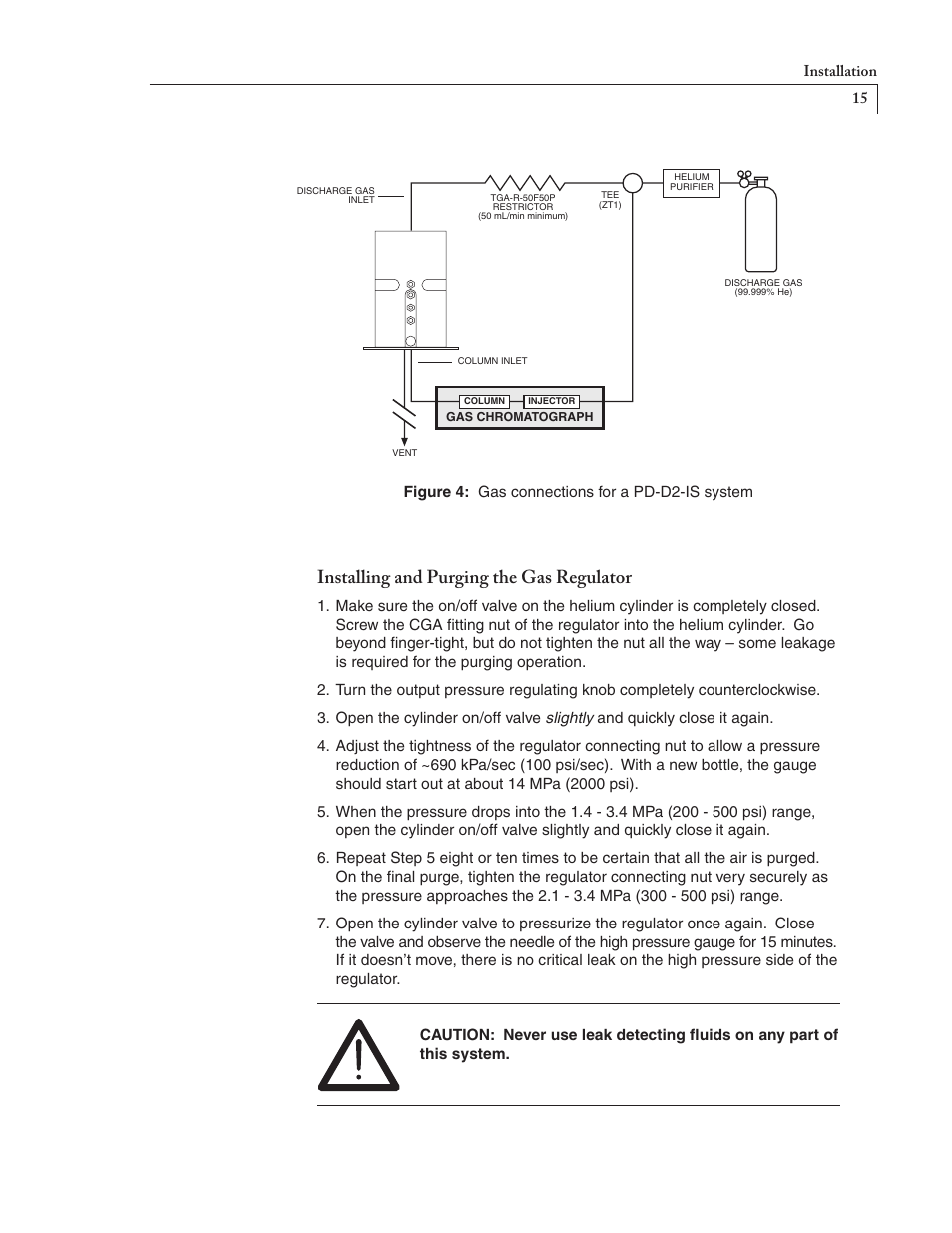 Installing and purging the gas regulator | VICI D-2-I User Manual | Page 19 / 37