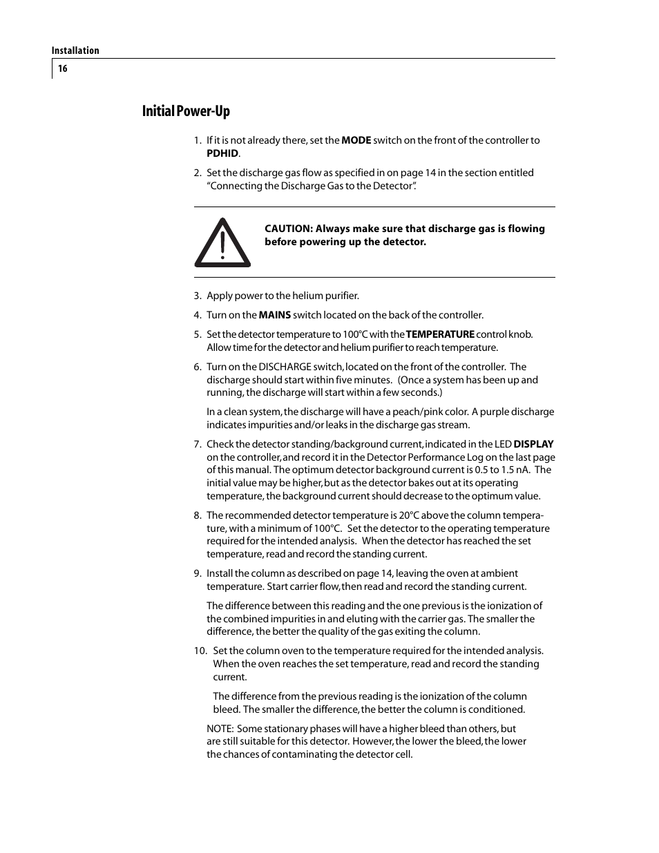 Initial power-up | VICI D-2-IM User Manual | Page 20 / 23