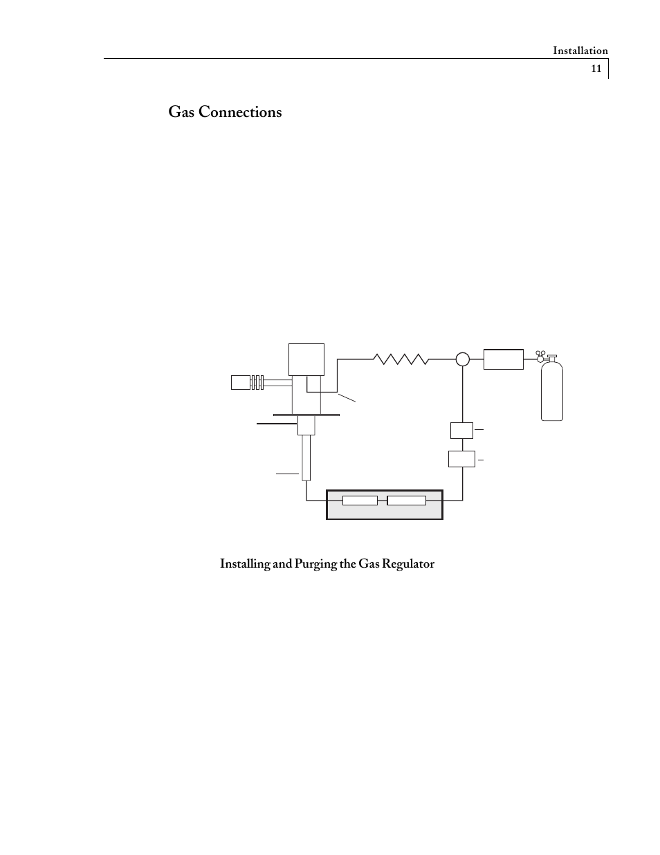 Gas connections, Installing and purging the gas regulator | VICI D-3-I-7890 User Manual | Page 15 / 25