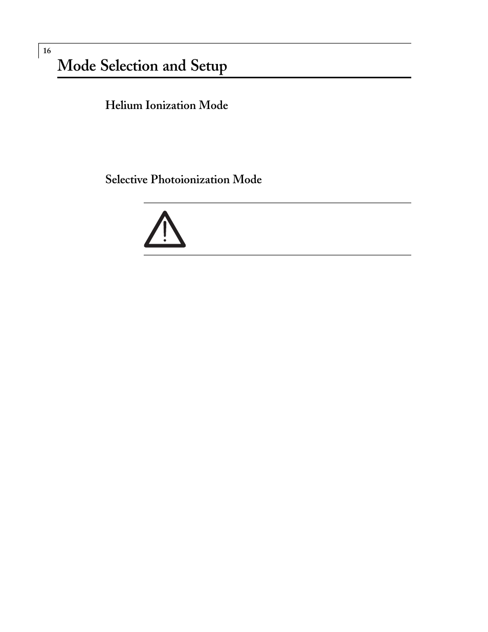 Mode selection and setup, Helium ionization mode, Selective photoionization mode | VICI D-3-I-7890 User Manual | Page 20 / 25