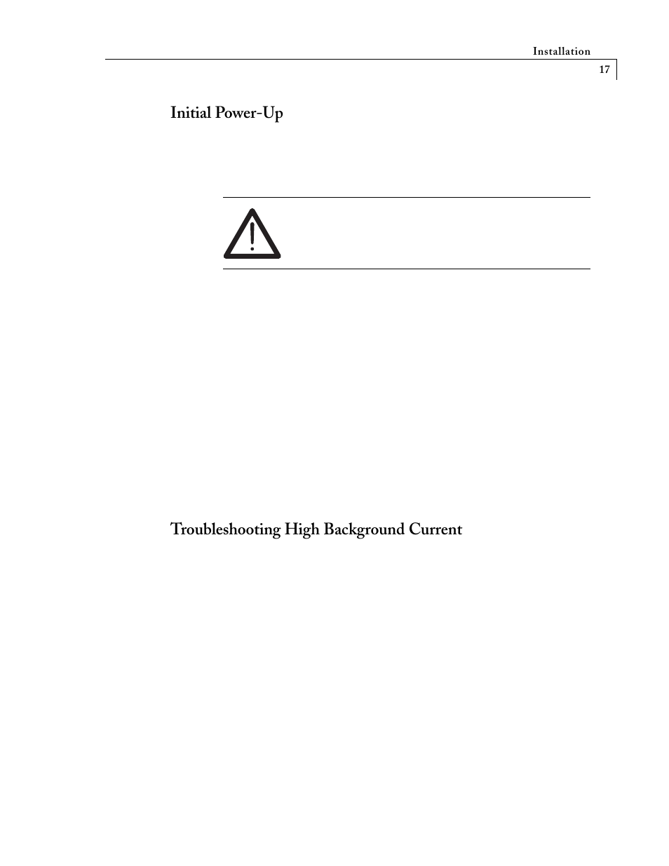 Initial power-up, Troubleshooting high background current | VICI D-4-I Instruction Manual User Manual | Page 19 / 23