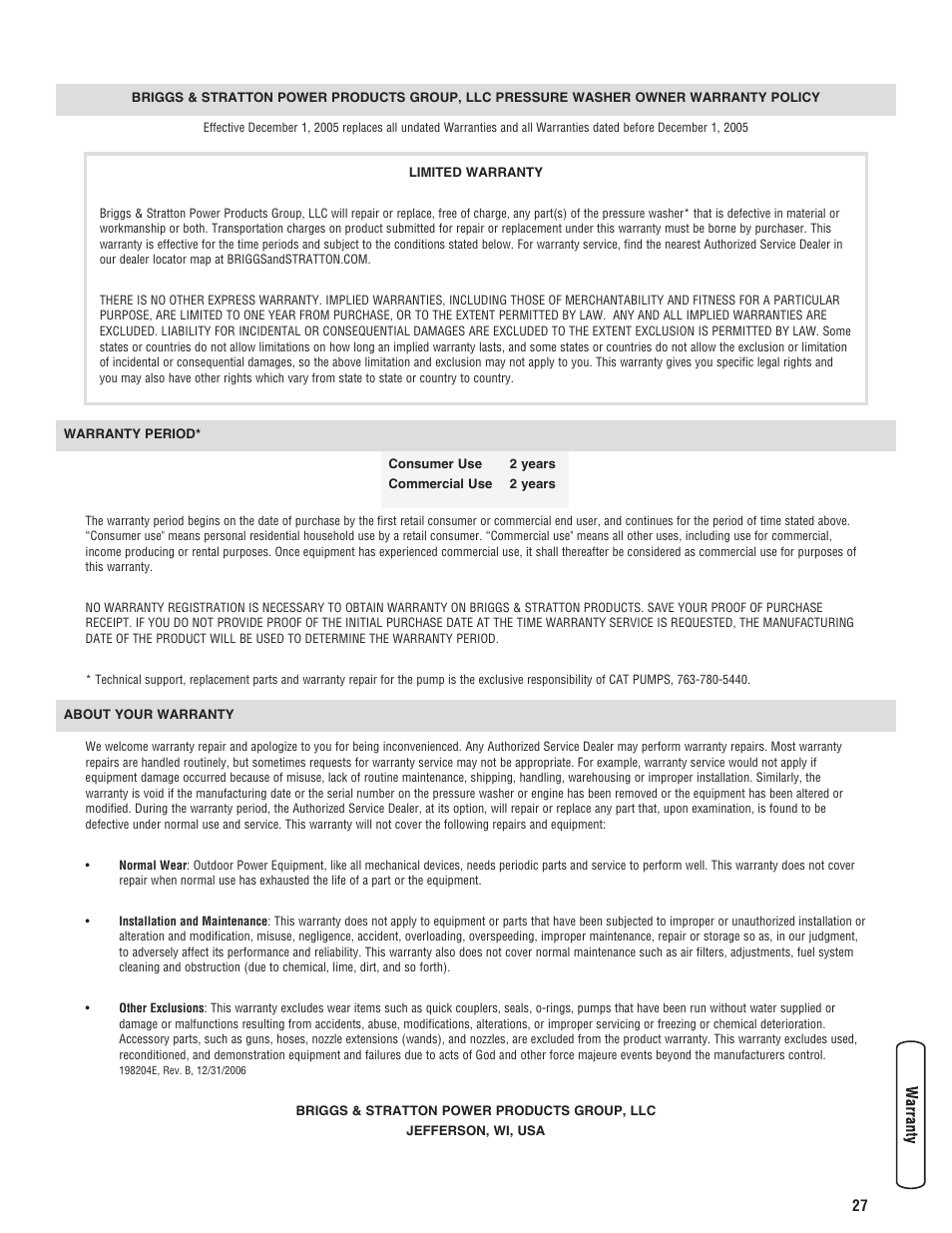 Briggs & Stratton 020330-0 User Manual | Page 27 / 60