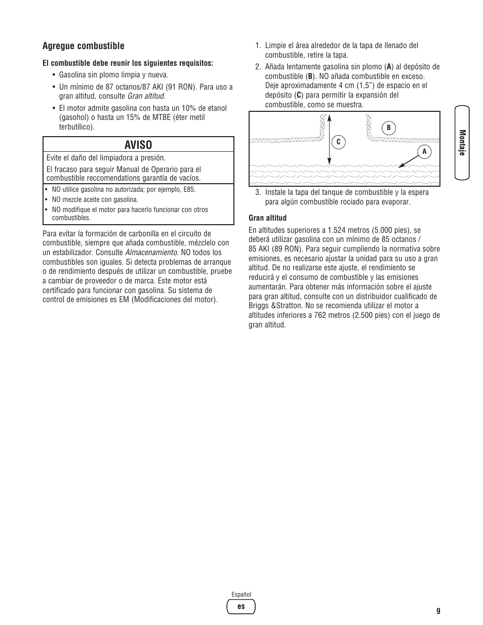 Aviso | Briggs & Stratton 020330-0 User Manual | Page 37 / 60
