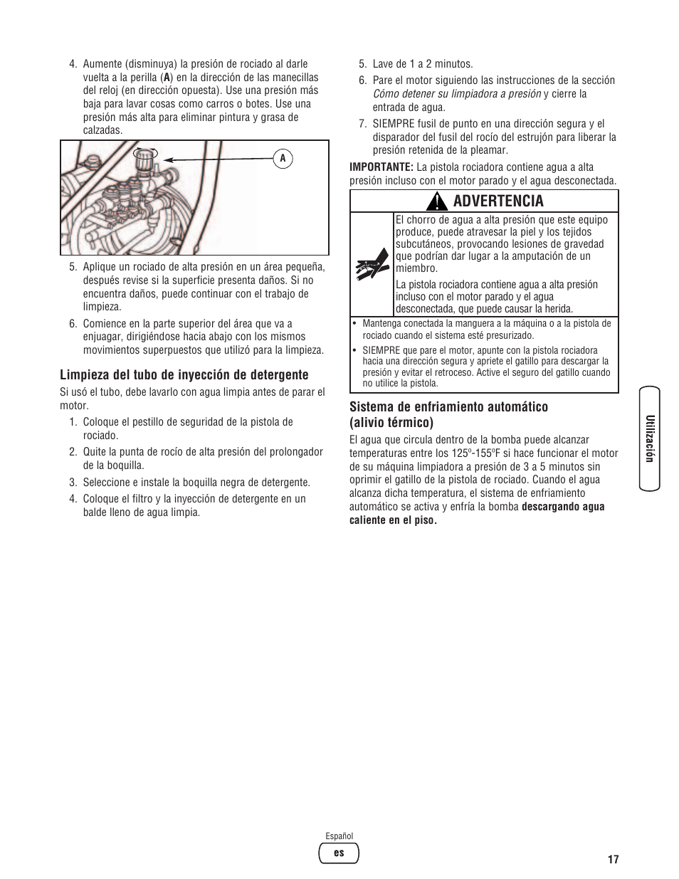 Advertencia | Briggs & Stratton 020330-0 User Manual | Page 45 / 60