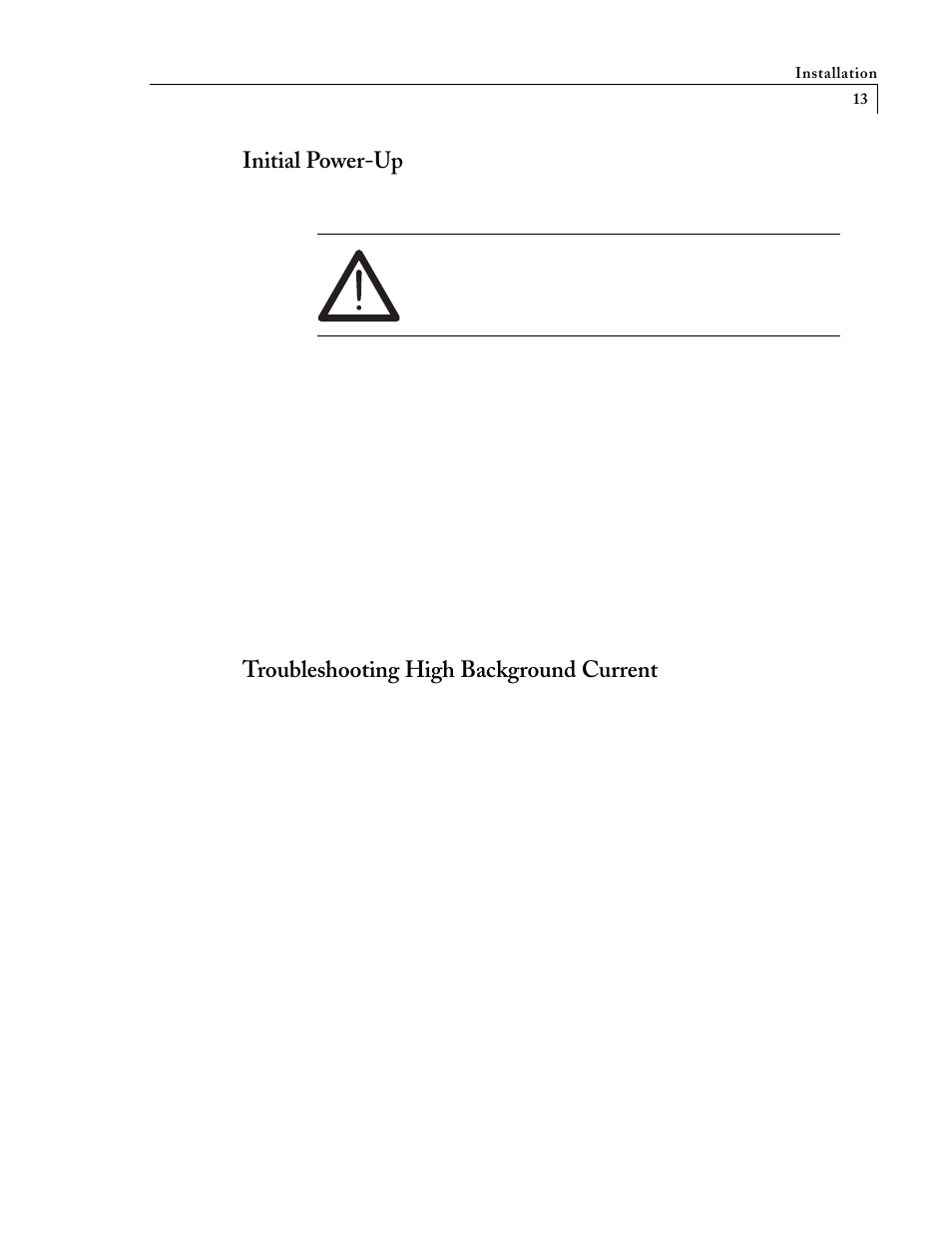 Initial power-up, Troubleshooting high background current | VICI D-4-I-VA38-R User Manual | Page 15 / 18