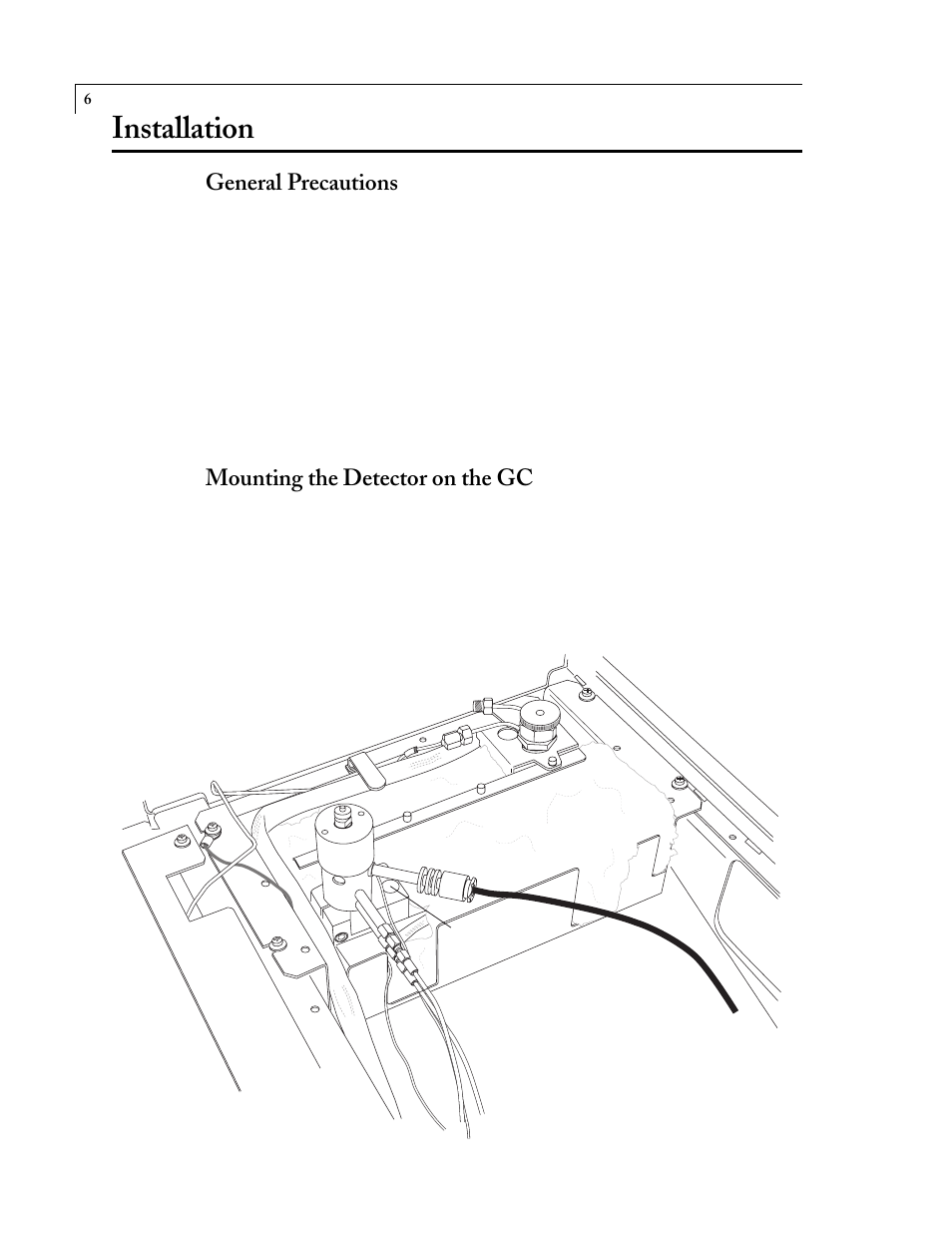 Installation, General precautions, Mounting the detector on the gc | VICI D-4-I-SH14-R User Manual | Page 10 / 23