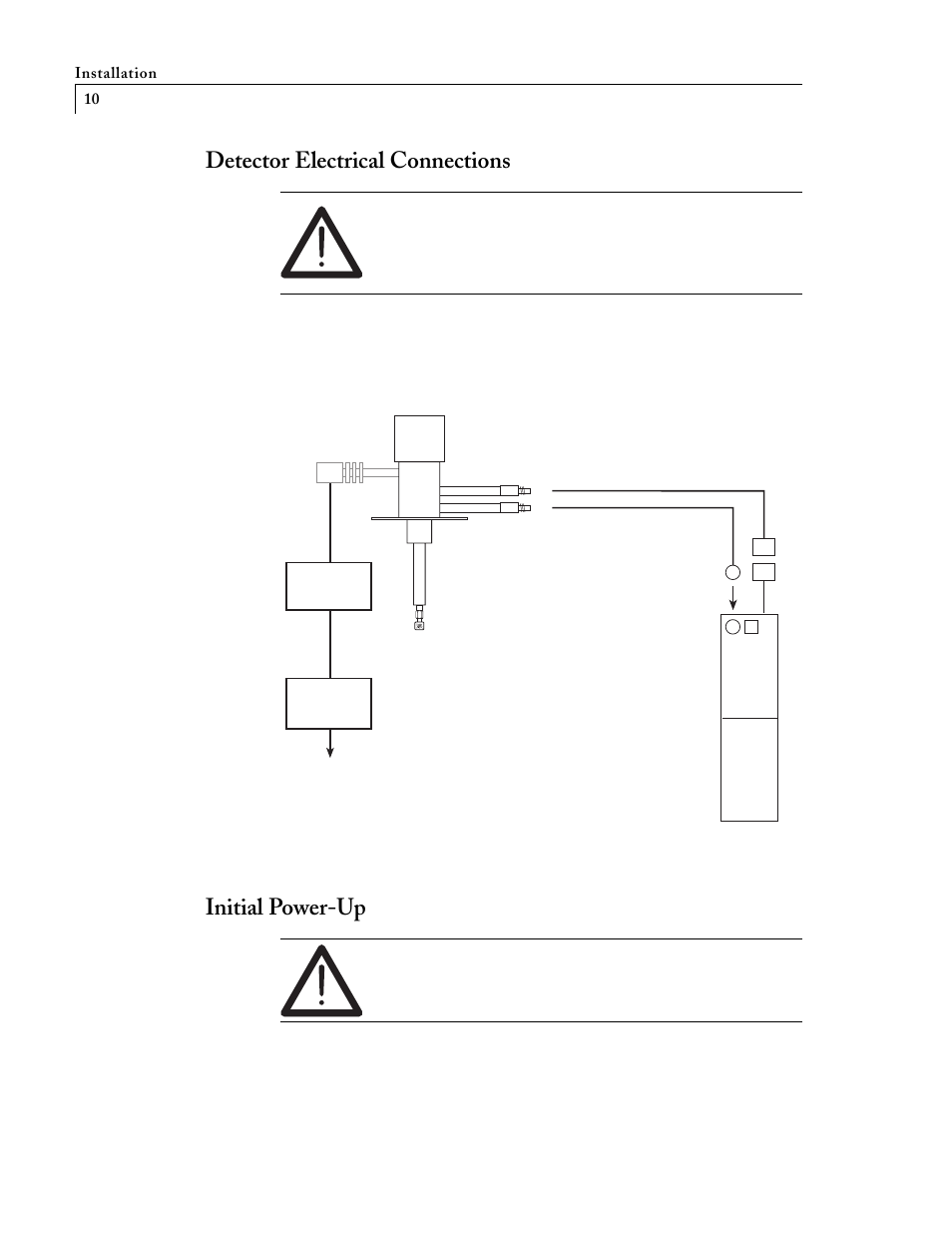 Detector electrical connections, Initial power-up | VICI D-4-I-SH14-R User Manual | Page 14 / 23