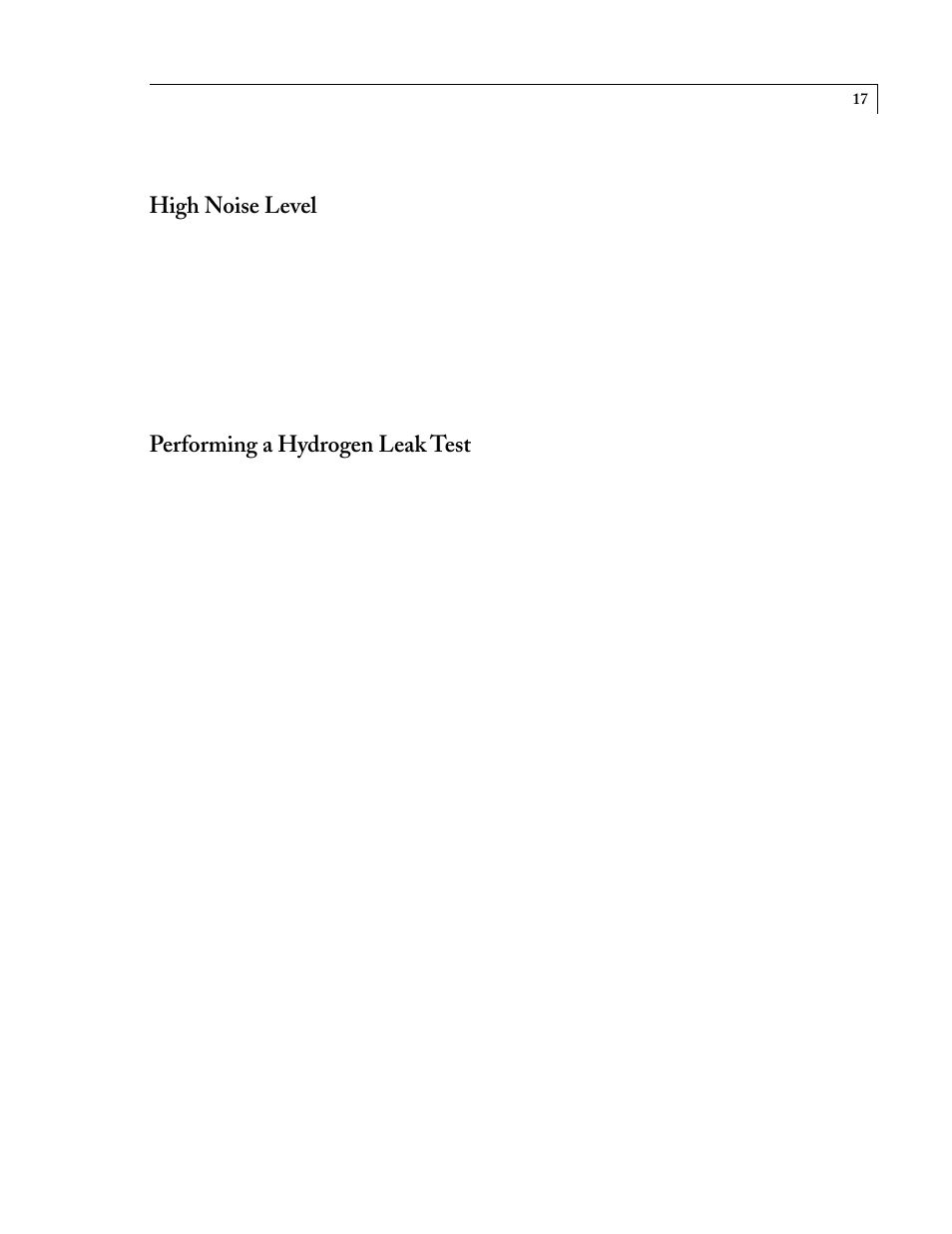 High noise level, Performing a hydrogen leak test | VICI D-4-I-SH14-R User Manual | Page 21 / 23