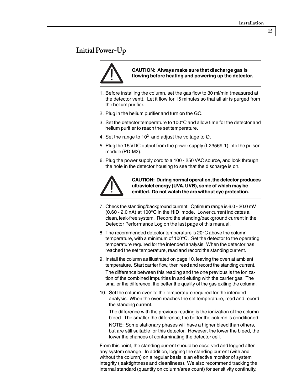 Initial power-up | VICI D-4-I-SH17-R User Manual | Page 19 / 25