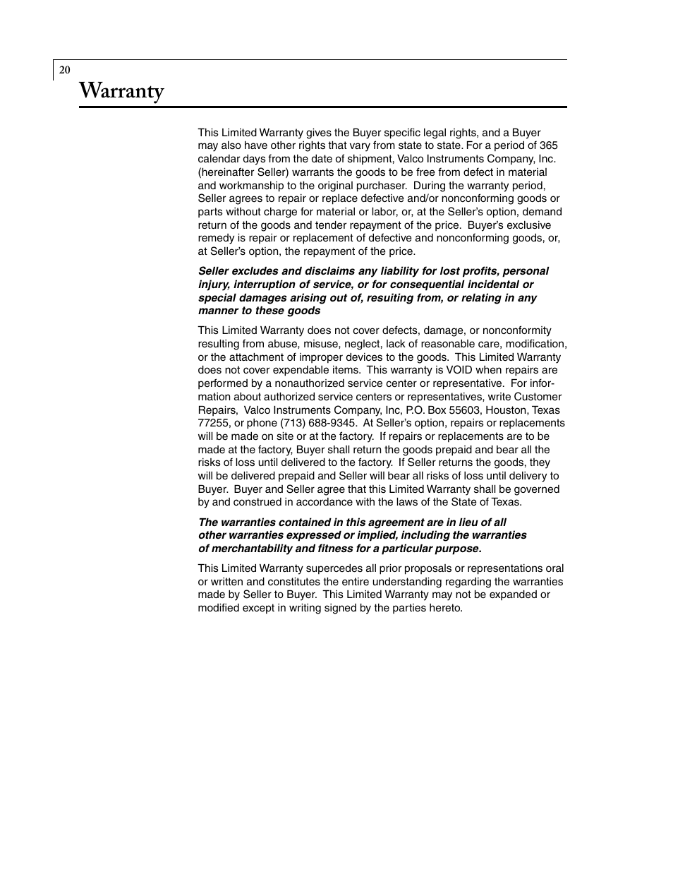 Warranty | VICI D-4-I-SH17-R User Manual | Page 24 / 25
