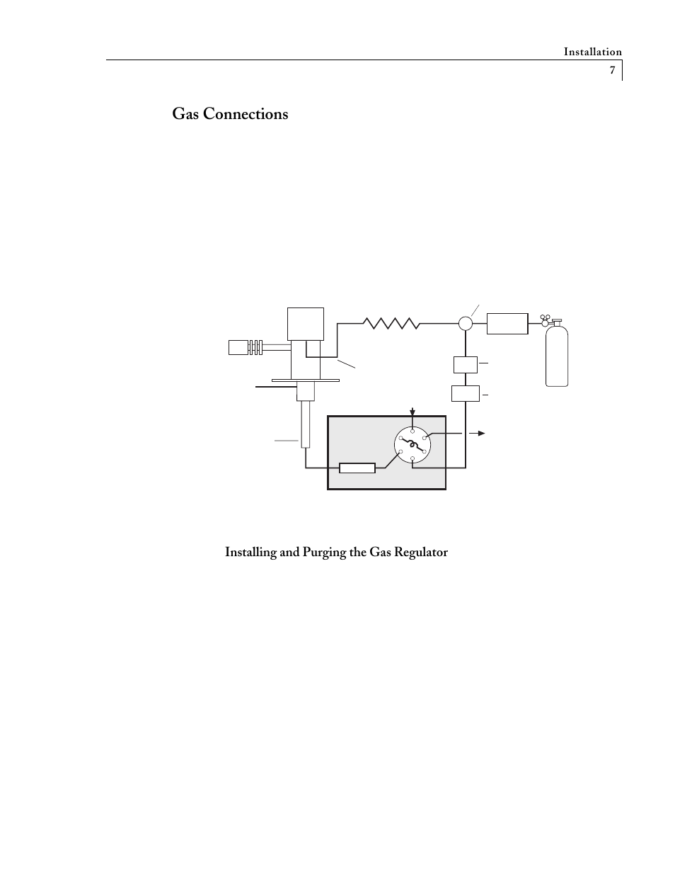 Gas connections, Installing and purging the gas regulator | VICI D-4-I-TQI-R User Manual | Page 8 / 19