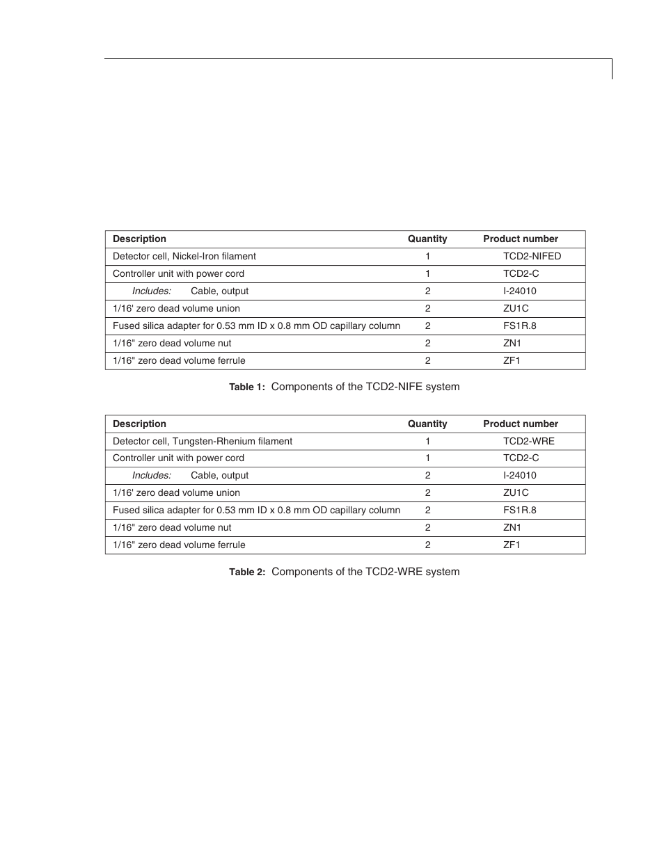 Components of the detector systems, Specifications | VICI TCD2 User Manual | Page 7 / 25