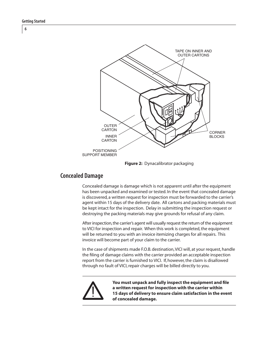 Concealed damage | VICI 230 Dynacalibrator User Manual | Page 10 / 42