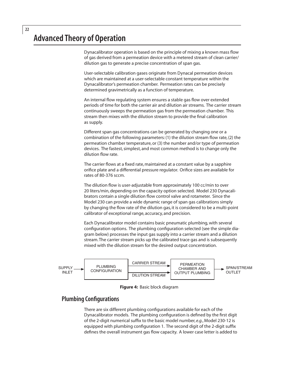 Advanced theory of operation, Plumbing configurations | VICI 230 Dynacalibrator User Manual | Page 26 / 42