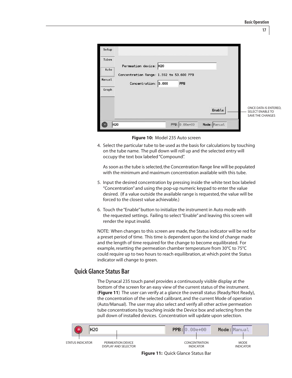 Quick glance status bar | VICI 235 Dynacalibrator User Manual | Page 21 / 31