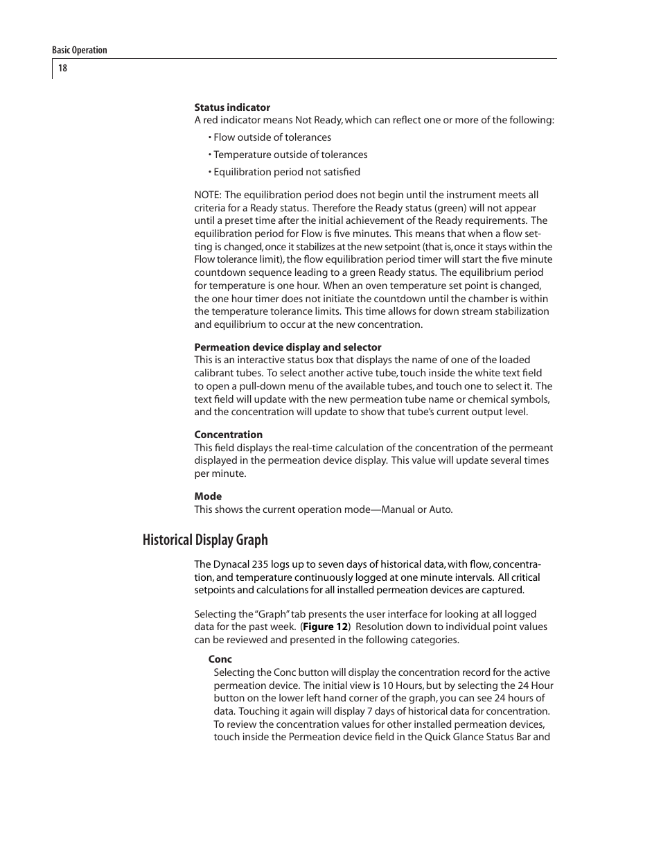 Historical display graph | VICI 235 Dynacalibrator User Manual | Page 22 / 31