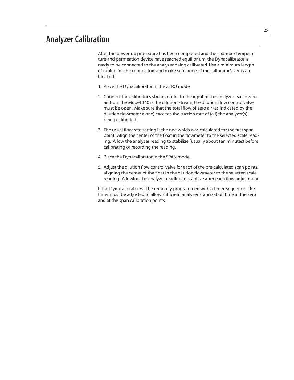 Analyzer calibration | VICI 340 Dynacalibrator User Manual | Page 29 / 44