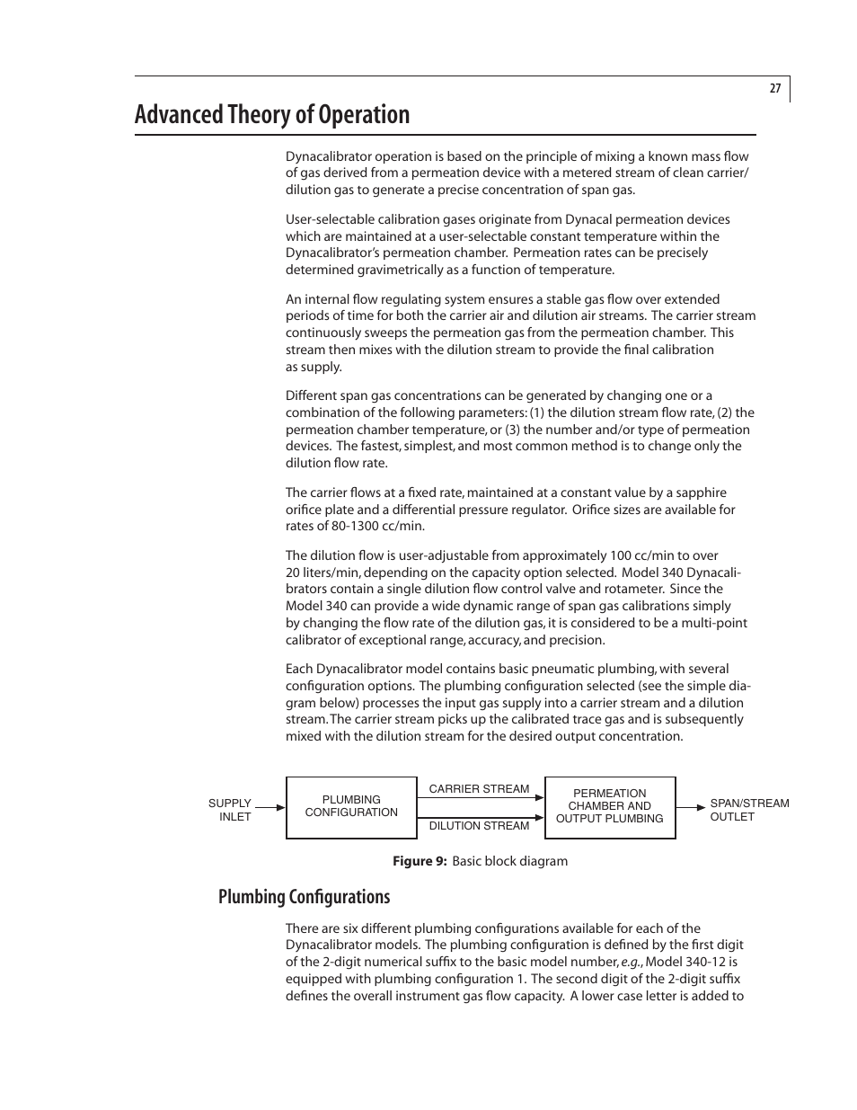 Advanced theory of operation, Plumbing configurations | VICI 340 Dynacalibrator User Manual | Page 31 / 44