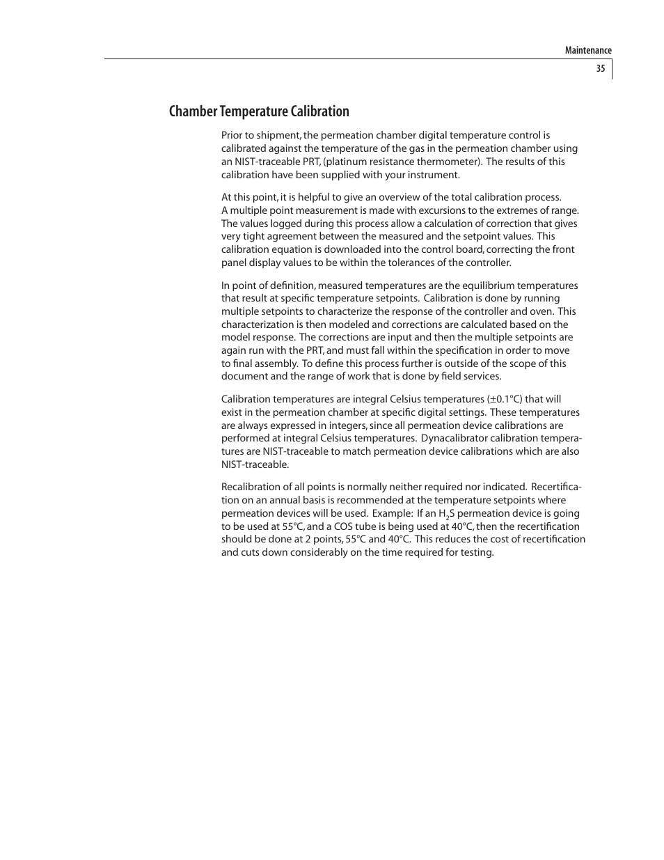 Chamber temperature calibration | VICI 340 Dynacalibrator User Manual | Page 39 / 44