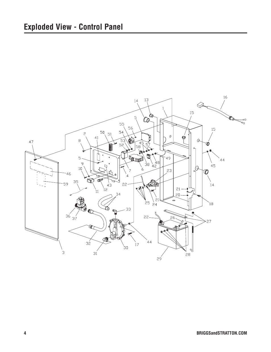 Exploded view - control panel | Briggs & Stratton 40221 User Manual | Page 4 / 6