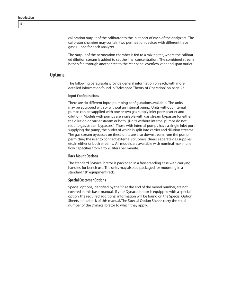 Options | VICI 450 Dynacalibrator User Manual | Page 10 / 44