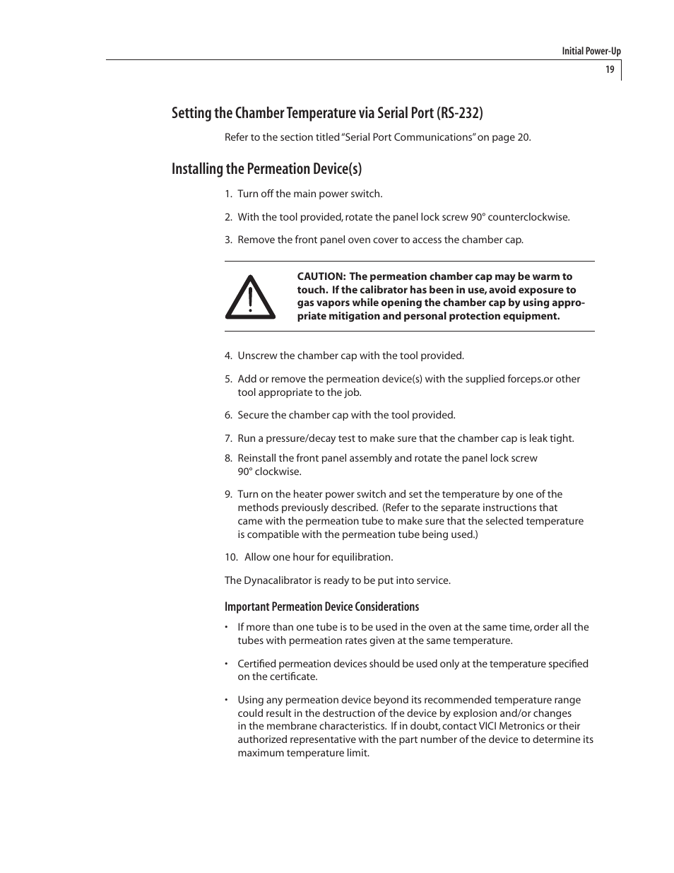 Installing the permeation device(s) | VICI 450 Dynacalibrator User Manual | Page 23 / 44