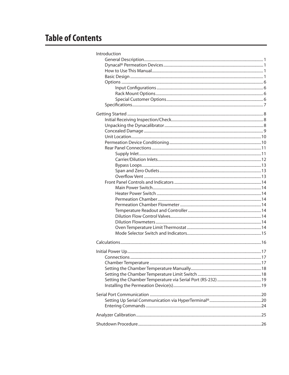 VICI 450 Dynacalibrator User Manual | Page 3 / 44