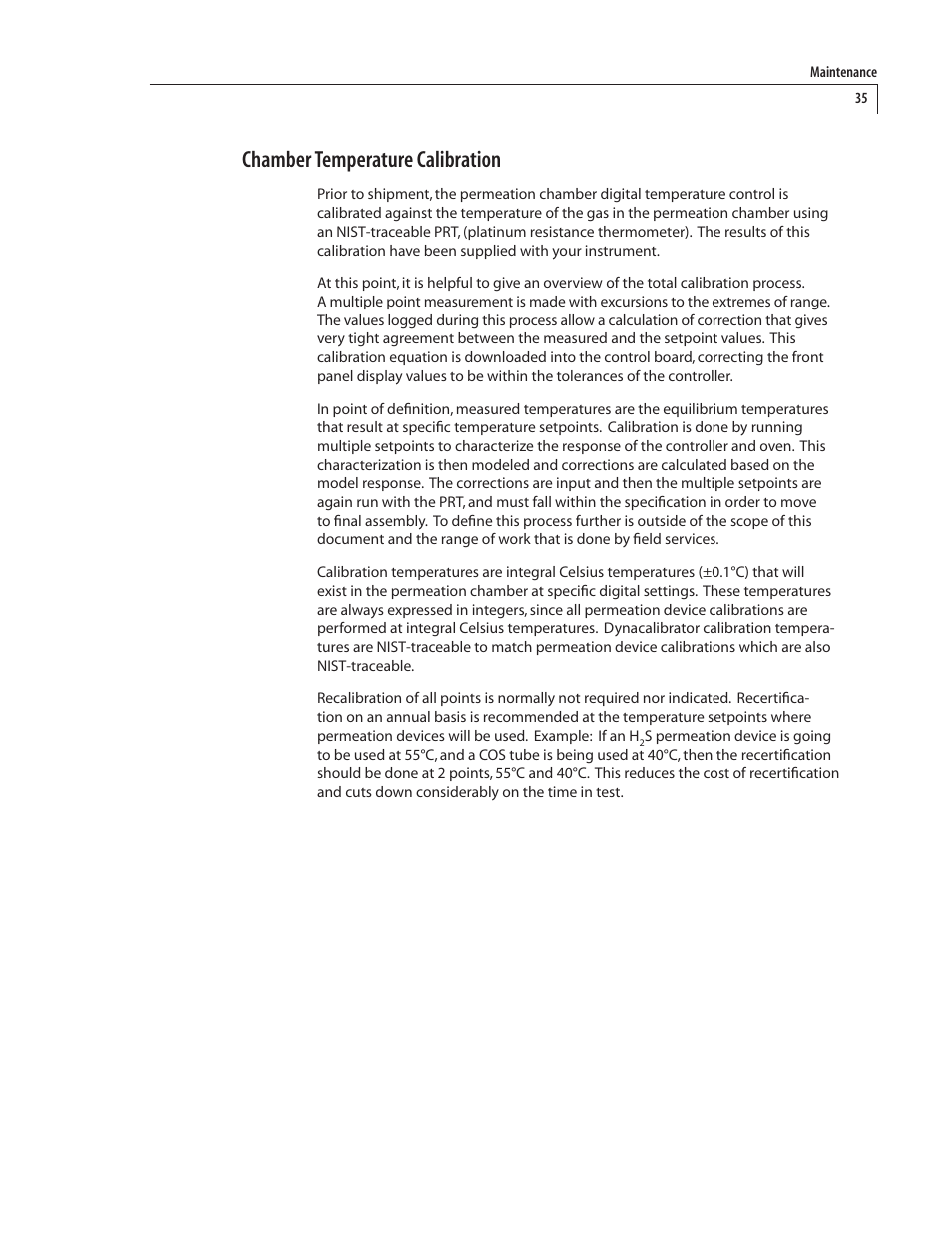 Chamber temperature calibration | VICI 450 Dynacalibrator User Manual | Page 39 / 44