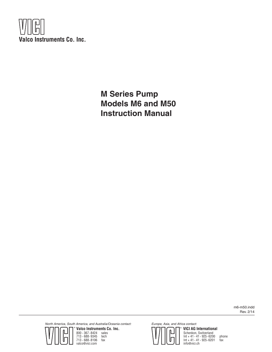 VICI M Series User Manual | 34 pages