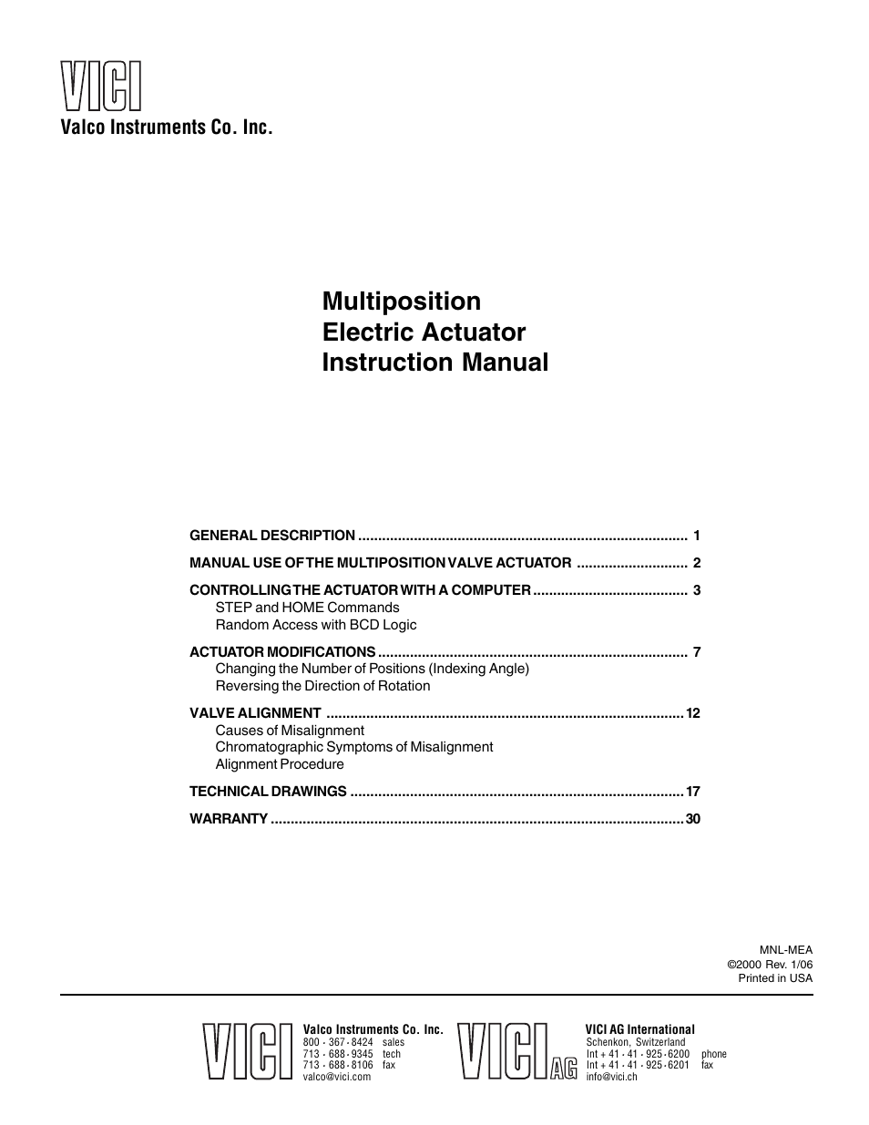 VICI Selectors (multiposition) Standard electric User Manual | 32 pages