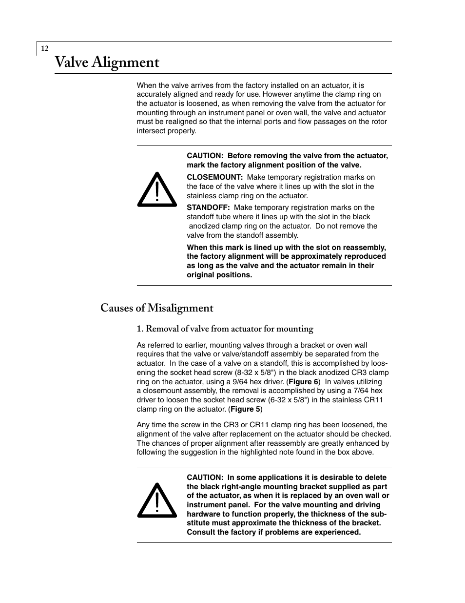 Valve alignment, Causes of misalignment | VICI Selectors (multiposition) Standard electric User Manual | Page 14 / 32