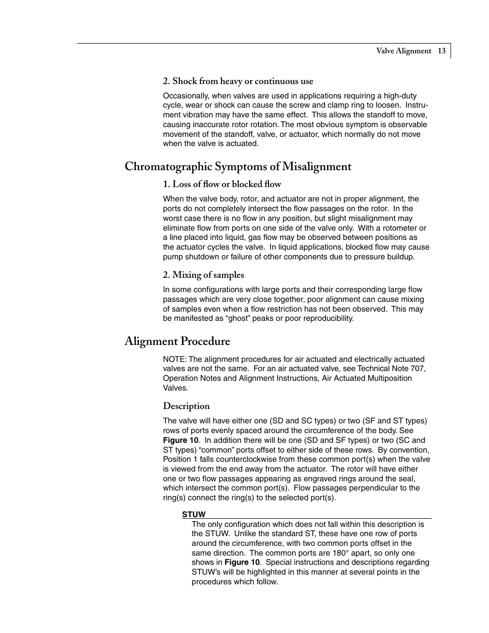 Chromatographic symptoms of misalignment, Alignment procedure | VICI Selectors (multiposition) Standard electric User Manual | Page 15 / 32