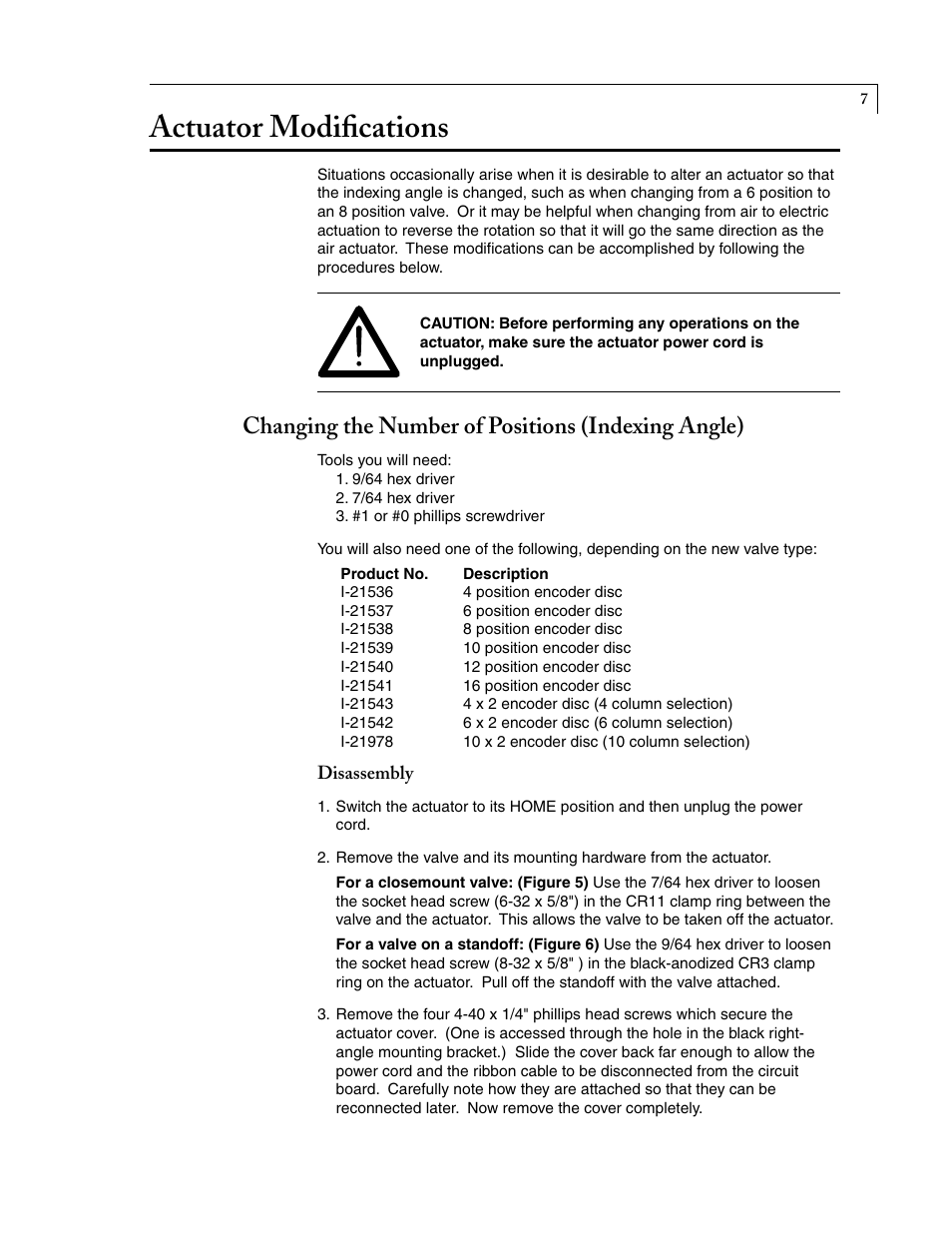 Actuator modifications, Changing the number of positions (indexing angle) | VICI Selectors (multiposition) Standard electric User Manual | Page 9 / 32